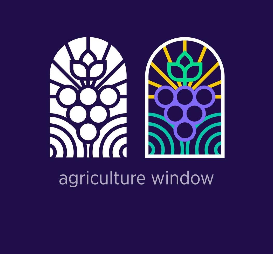 kreativ natur fönster logotyp design. modern design Färg. organisk trädgård logotyp mall. vektor. vektor