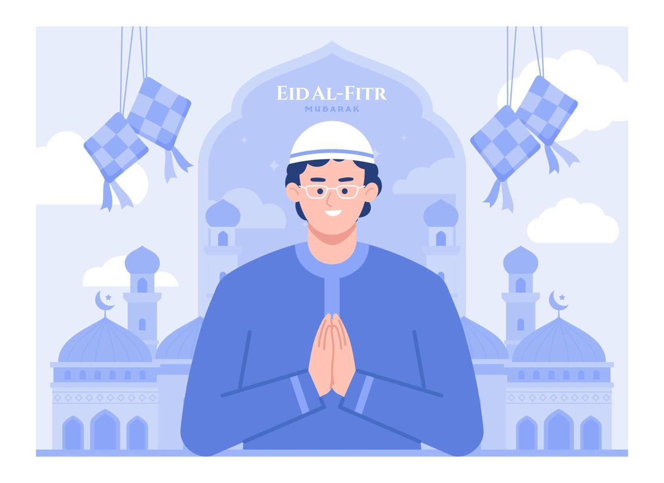 Gruß eid Mubarak Hintergrund. modern Vektor eben Illustration