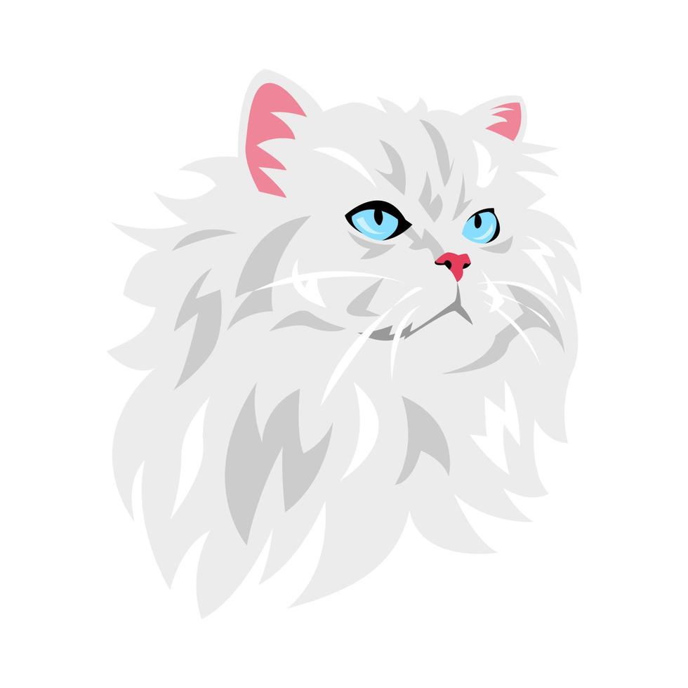 Katze Gesicht Porträt. süß Weiß Katze. Vektor Illustration.