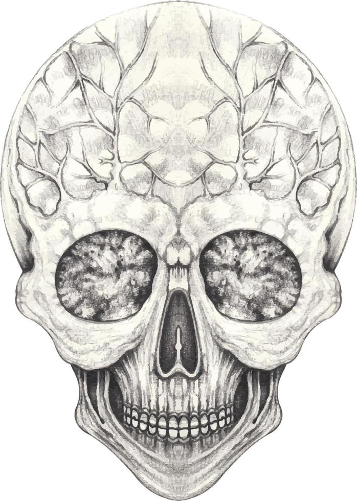 konst overkligt skalle. hand teckning och göra grafisk vektor