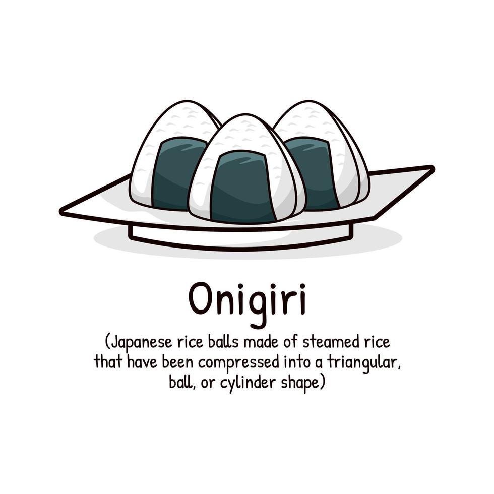 japansk ris bollar tillverkad av ångad ris kallad onigiri traditionell asiatisk mat vektor