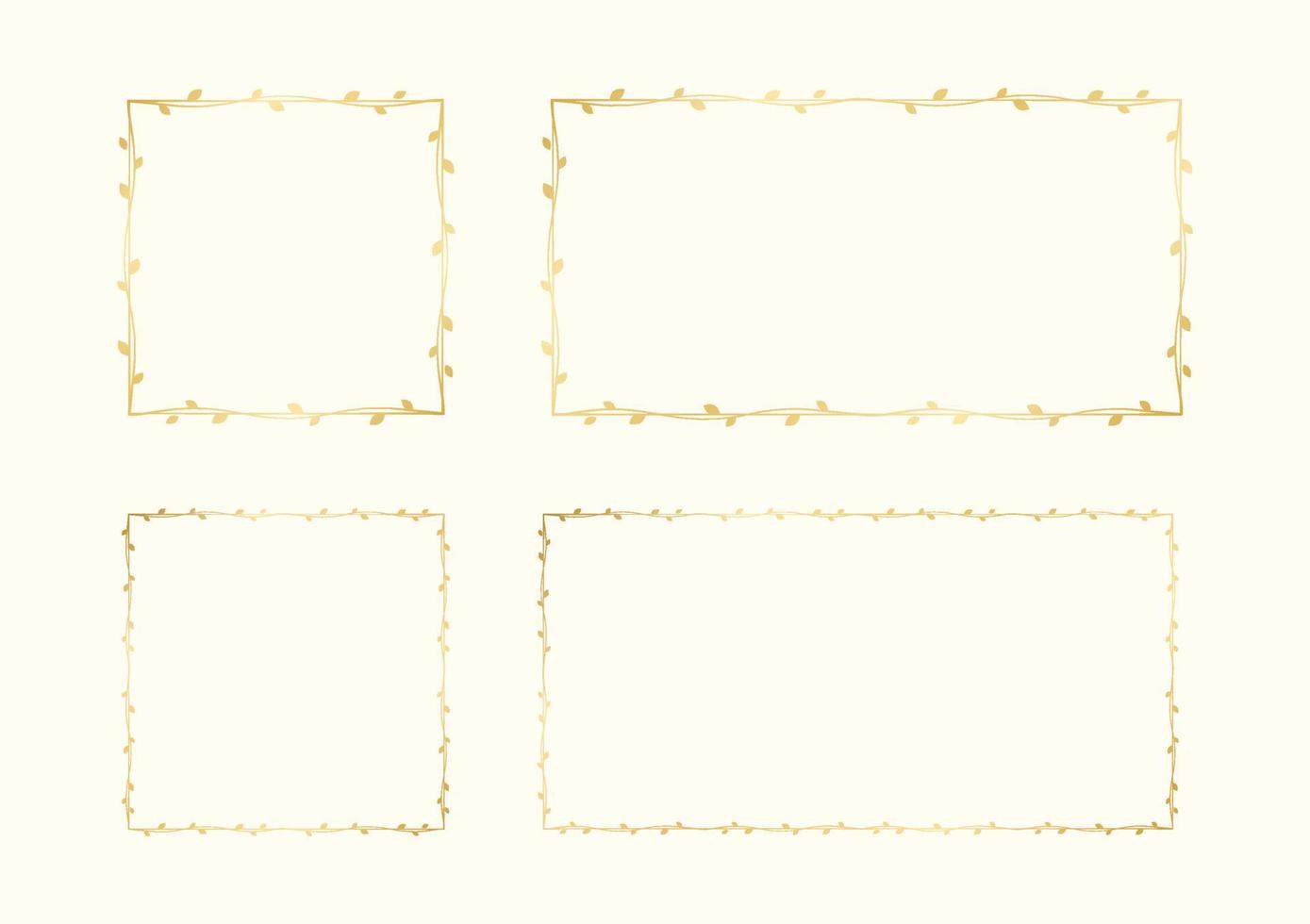 fyrkant och rektangel guld vin ram bröllop elegant krans. gyllene ram med botanisk design. vektor isolerat illustration.