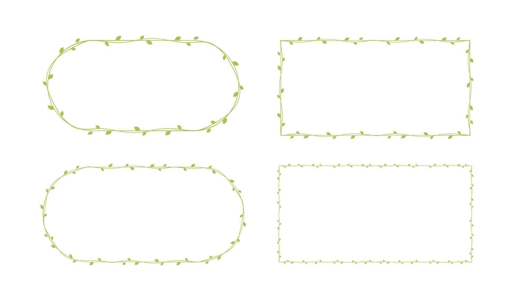 Grün Ranke Frames und Grenzen Satz, Blumen- botanisch Design Element Vektor Illustration