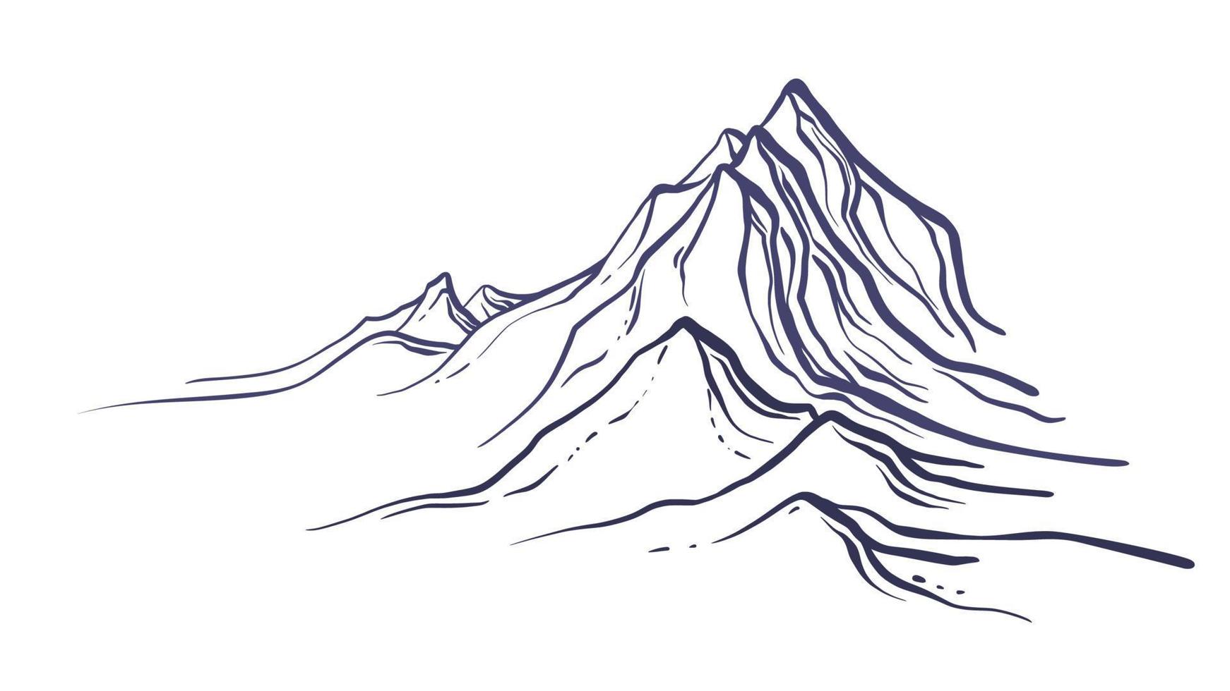 Berg Spitzen, skizzieren. Vektor Grafik Landschaft.