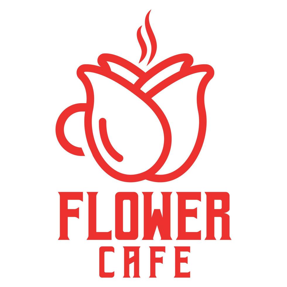 modern Vektor eben Design einfach minimalistisch süß Logo Vorlage von Rose Blume Kaffee Geschäft Restaurant Logo Vektor zum Marke, Cafe, Restaurant, Bar, Emblem, Etikett, Abzeichen. isoliert auf Weiß Hintergrund.