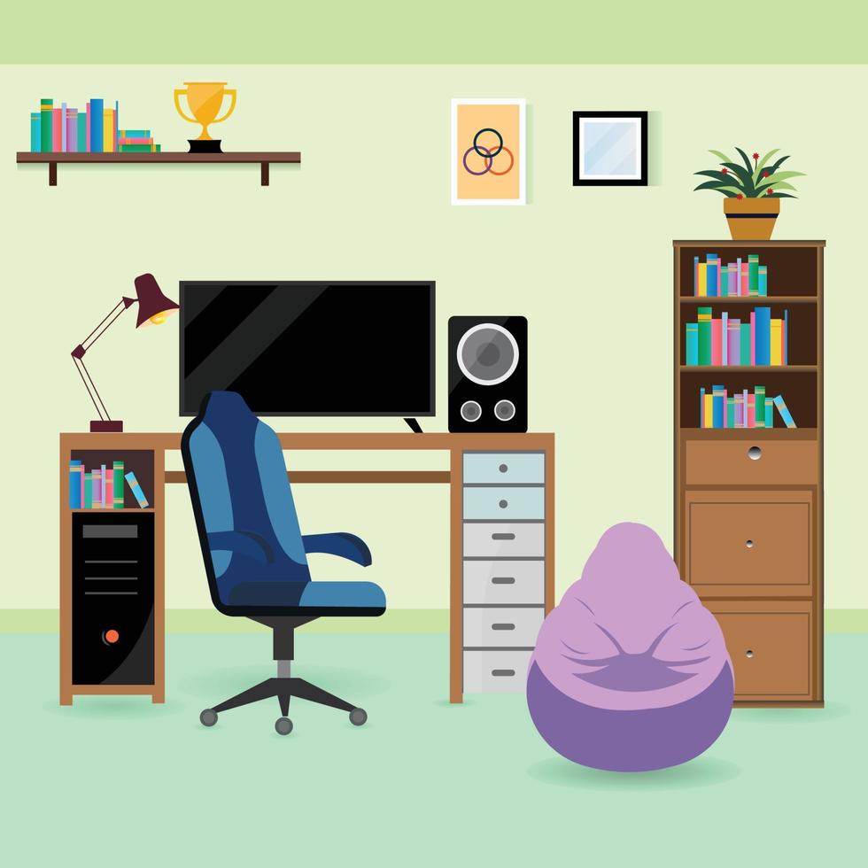 Büro Schreibtisch Innere Vektor Illustration.