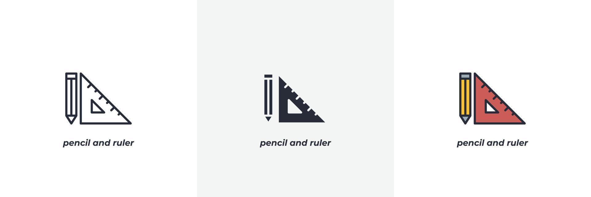 penna och linjal ikon. linje, fast och fylld översikt färgrik version, översikt och fylld vektor tecken. aning symbol, logotyp illustration. vektor grafik