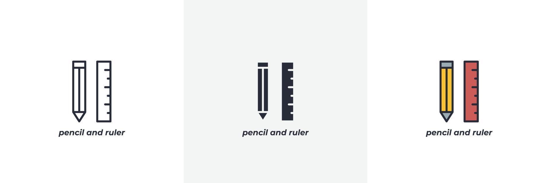 penna och linjal ikon. linje, fast och fylld översikt färgrik version, översikt och fylld vektor tecken. aning symbol, logotyp illustration. vektor grafik