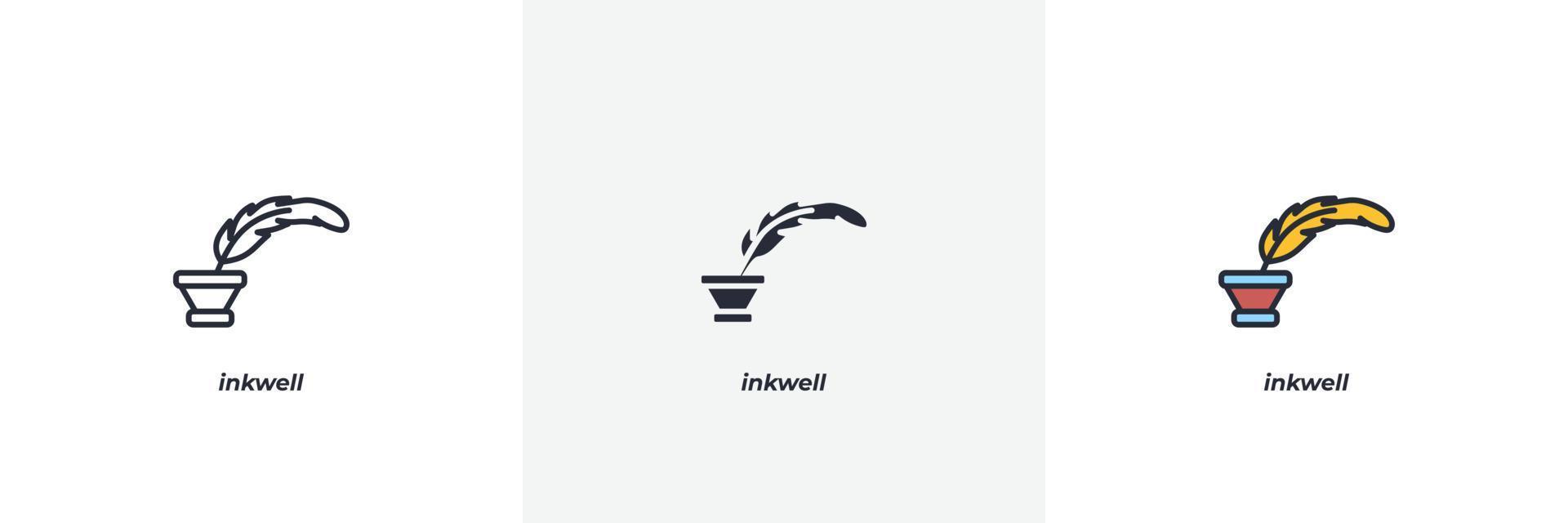 inkwell ikon. linje, fast och fylld översikt färgrik version, översikt och fylld vektor tecken. aning symbol, logotyp illustration. vektor grafik