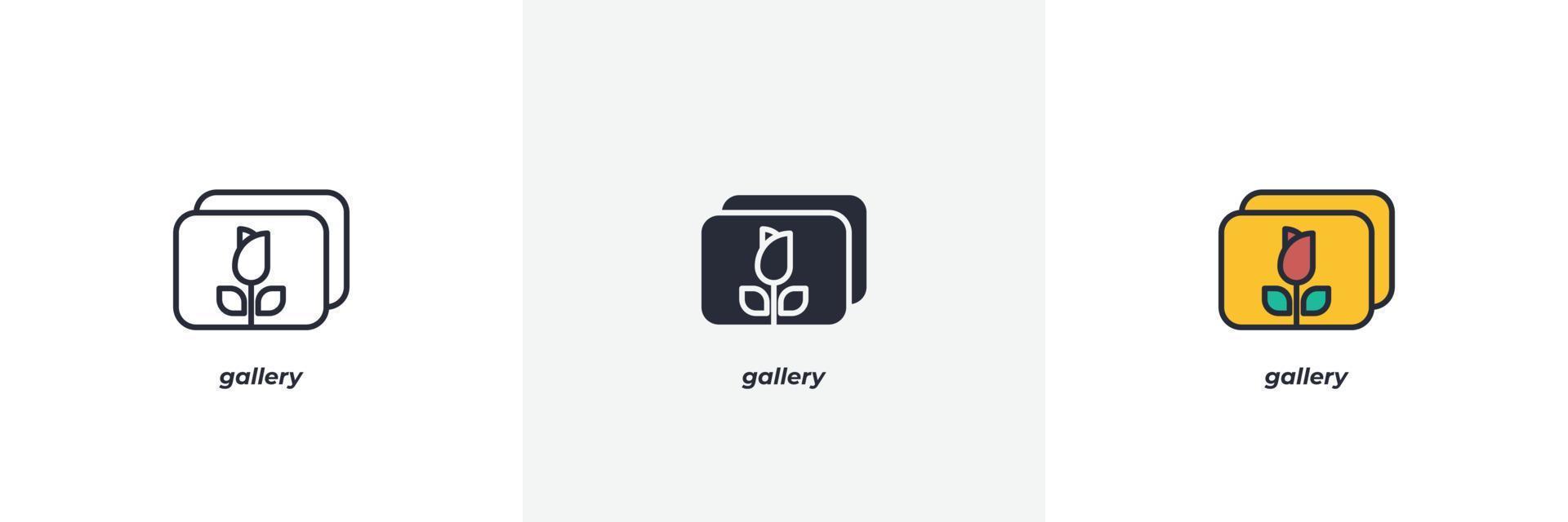 Galleri ikon. linje, fast och fylld översikt färgrik version, översikt och fylld vektor tecken. aning symbol, logotyp illustration. vektor grafik