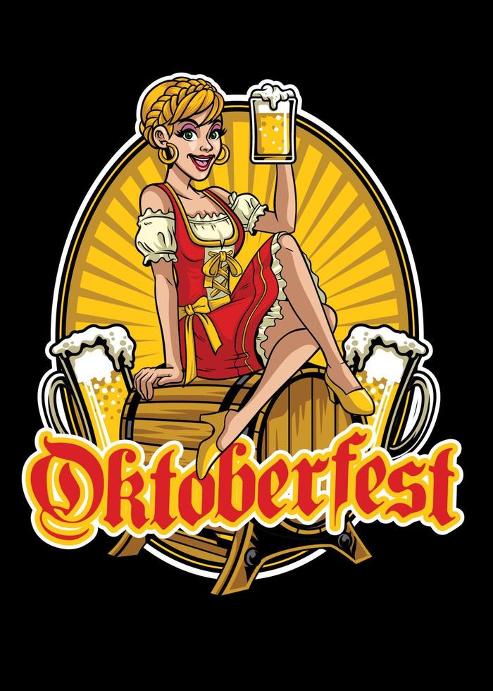 glücklich Mädchen von Oktoberfest präsentieren das Bier vektor