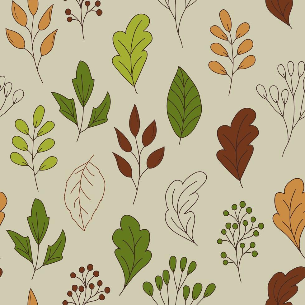 Herbst Blätter und Geäst Muster im Gekritzel Stil vektor