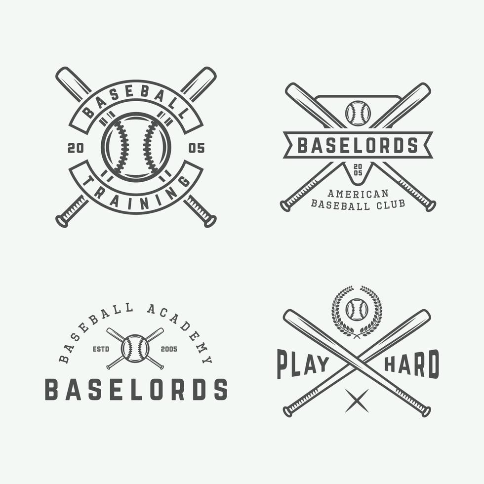 einstellen von Jahrgang Baseball Logos, Embleme, Abzeichen und Design Elemente. Vektor