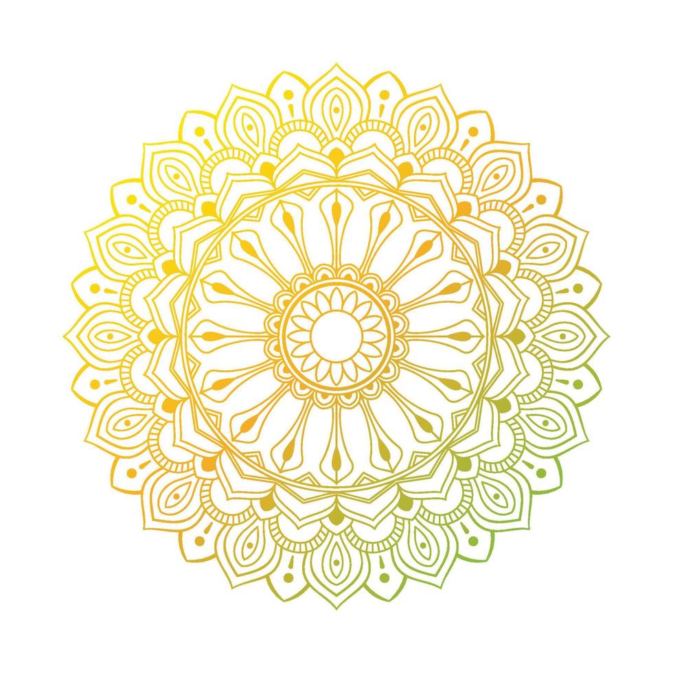 cirkulär mönster mandala med lutning Färg gul Färg kombination grön isolerat vit bakgrund vektor