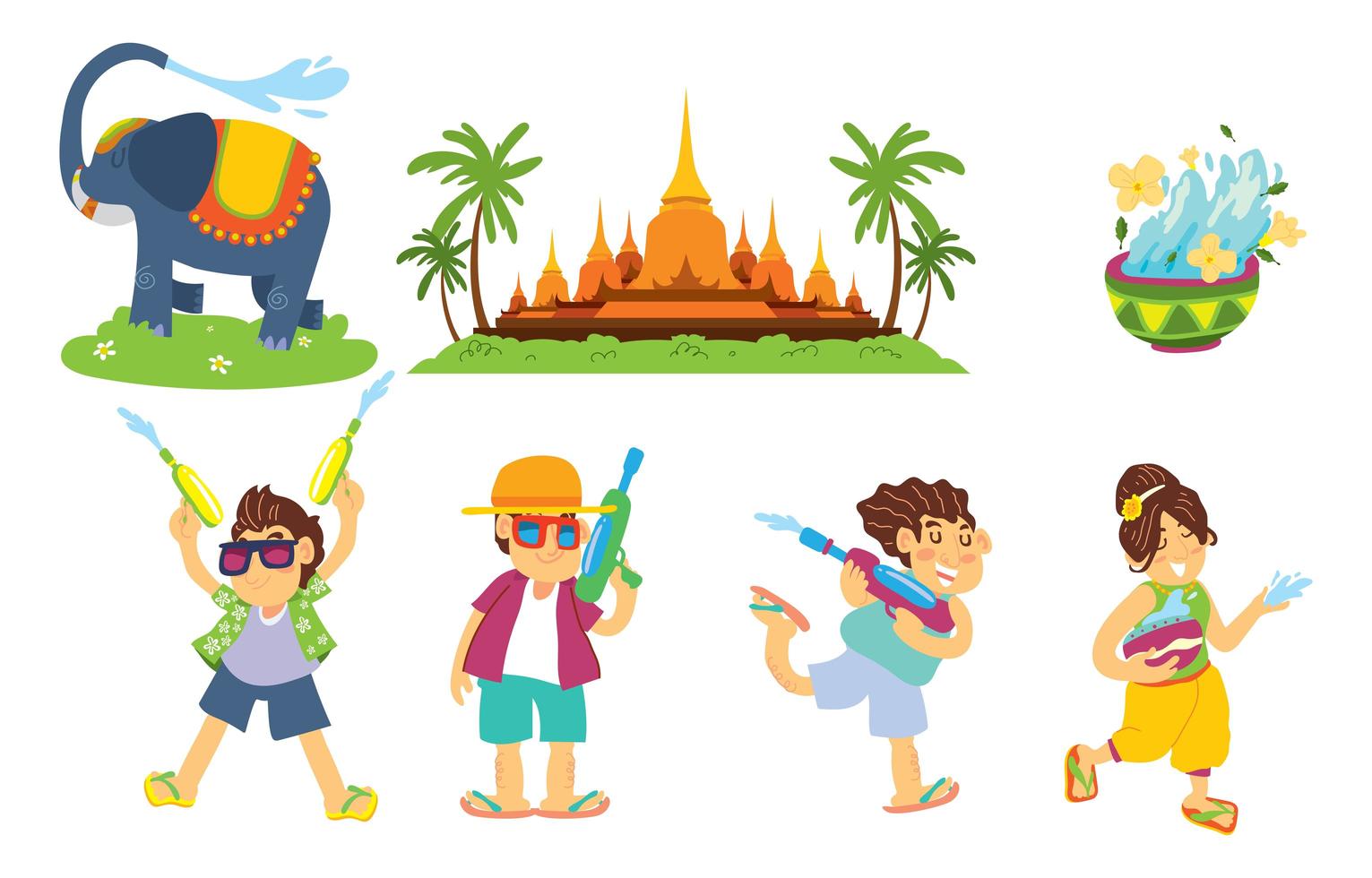 Songkran Sticker Festival Konzept vektor