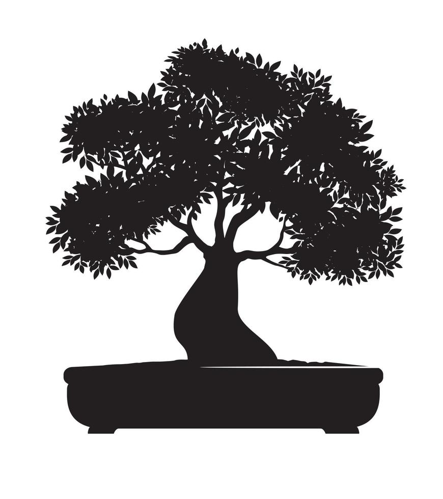 gestalten von Baum mit Blätter. Vektor Gliederung Illustration von Bonsai.