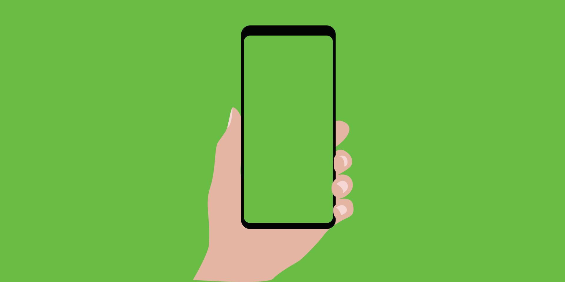 Telefon mit Grün Bildschirm Chroma Schlüssel Hintergrund. Vektor Illustration