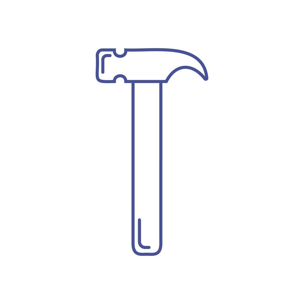 Hammer einfach linear Symbol. Werkzeug zum Konstruktion, Reparatur. Umriss. Logo, Symbol, Zeichen zum Handy, Mobiltelefon Konzept und Netz Design. Vektor Illustration, Weiß Hintergrund