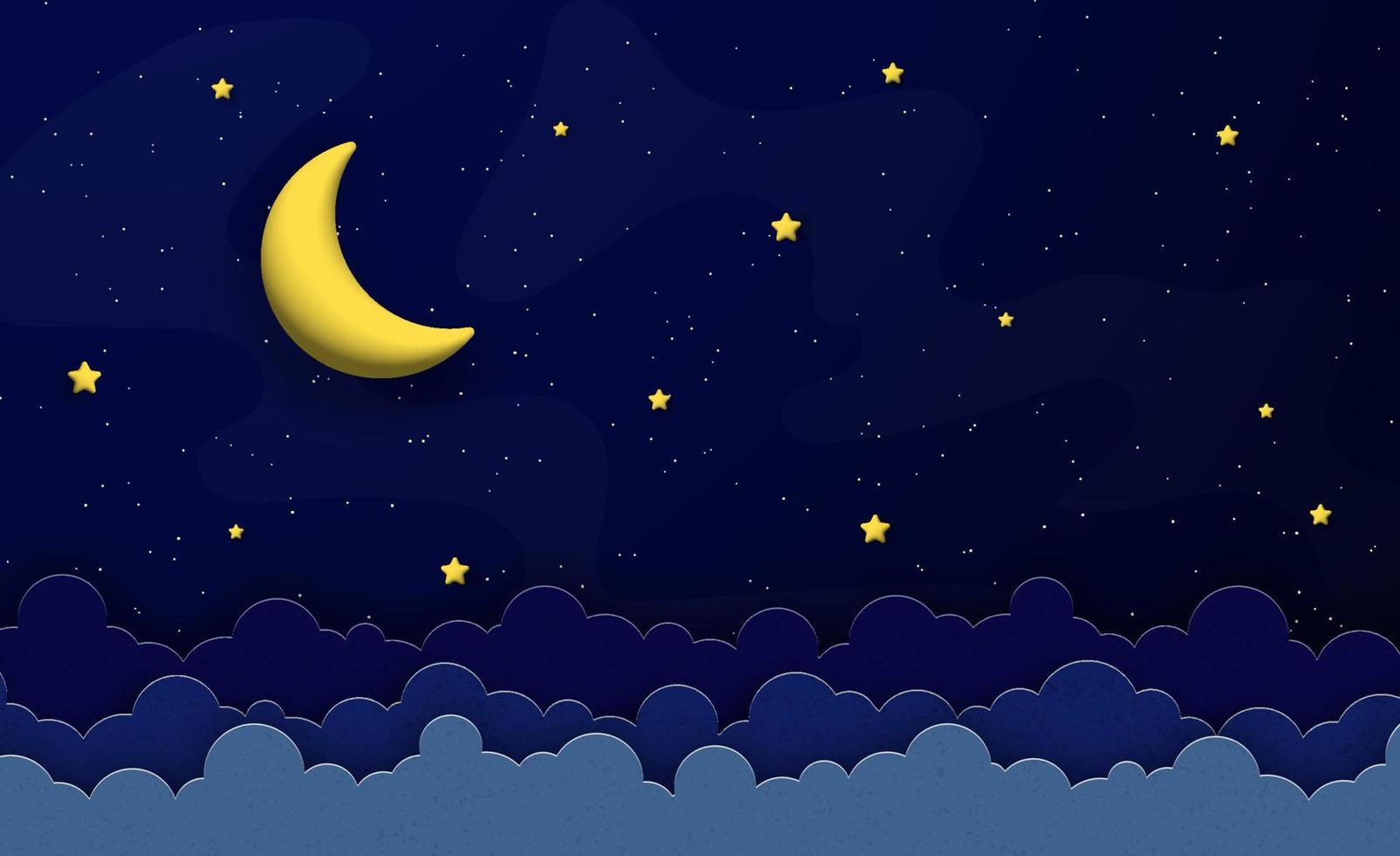 Mond und Sterne auf das Nacht Himmel Hintergrund. vektor