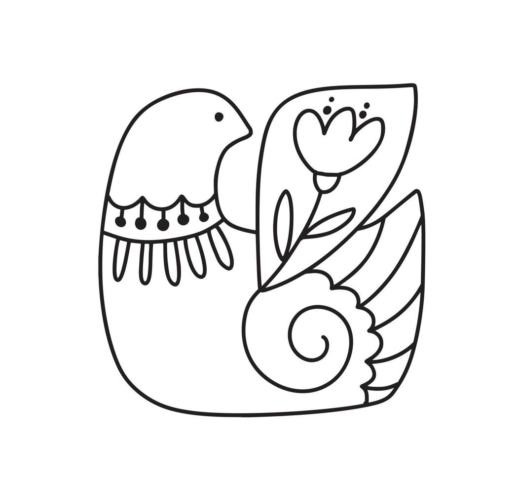 Scandi Linie Logo Vogel modern abstrakt Gekritzel Boho Illustration. skandinavisch Ethno nordisch Stil Handwerker Postkarte. gut zum Gruß Karte, Geburtstag, Poster oder Kinder Buch vektor