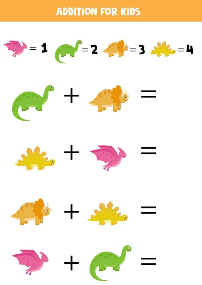 tillägg för barn med söta tecknade dinosaurier. vektor