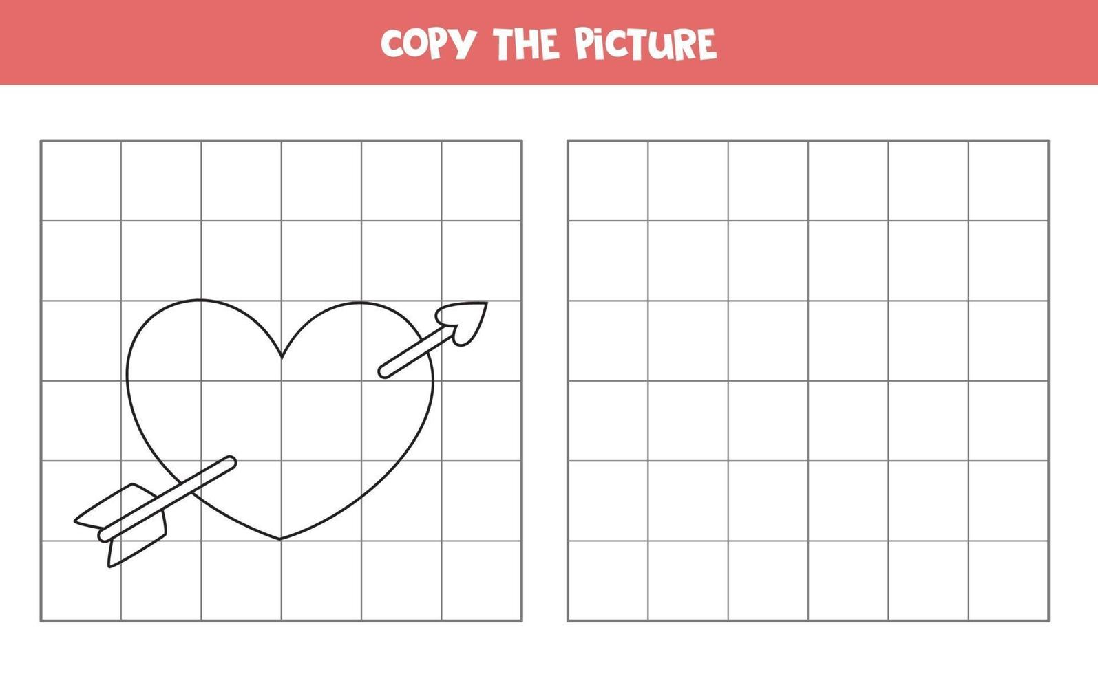 Kopieren Sie das Bild. niedliches Cartoon-Valentinstagherz. logisches Spiel für Kinder. vektor