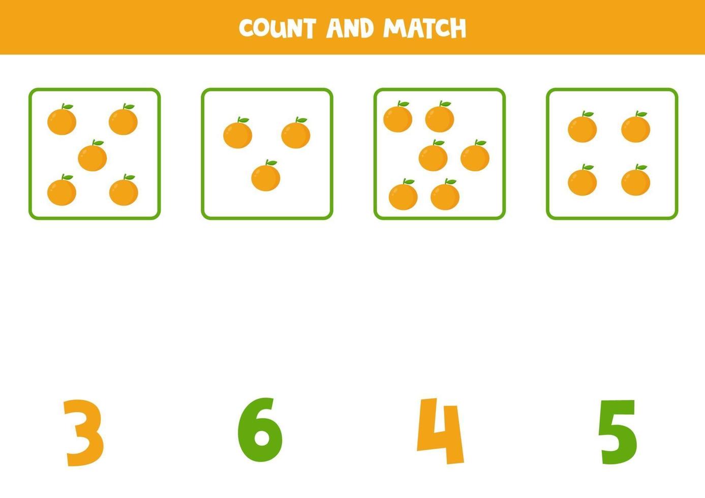 räkna spel för barn. matematikspel med tecknade apelsiner. vektor