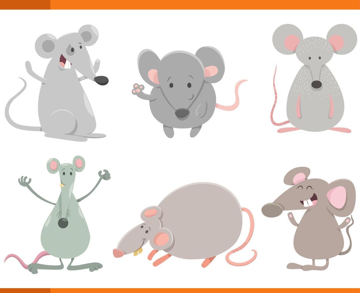 komisch Karikatur Mäuse Tiere Spezies Zeichen einstellen vektor