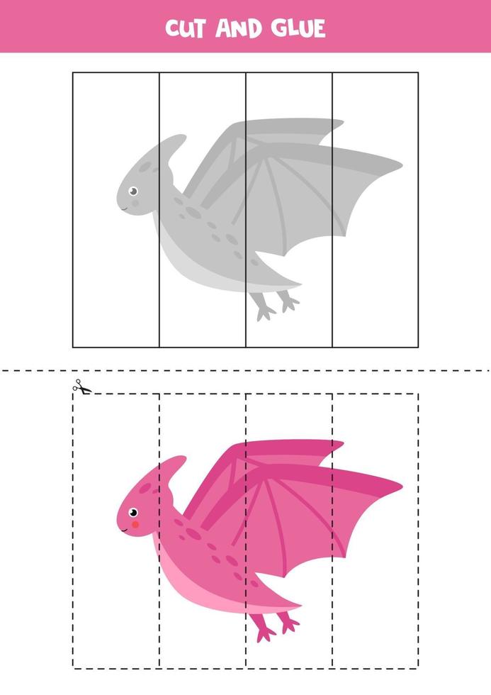 klipp och lim spel för barn. söt tecknad pterodactyl. vektor