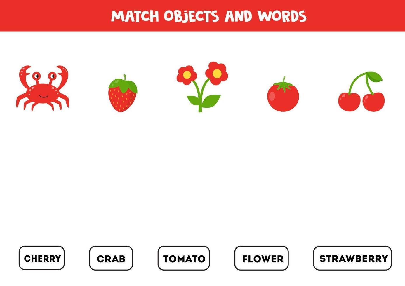 matchande spel med färgglada röda föremål. logiskt spel. vektor