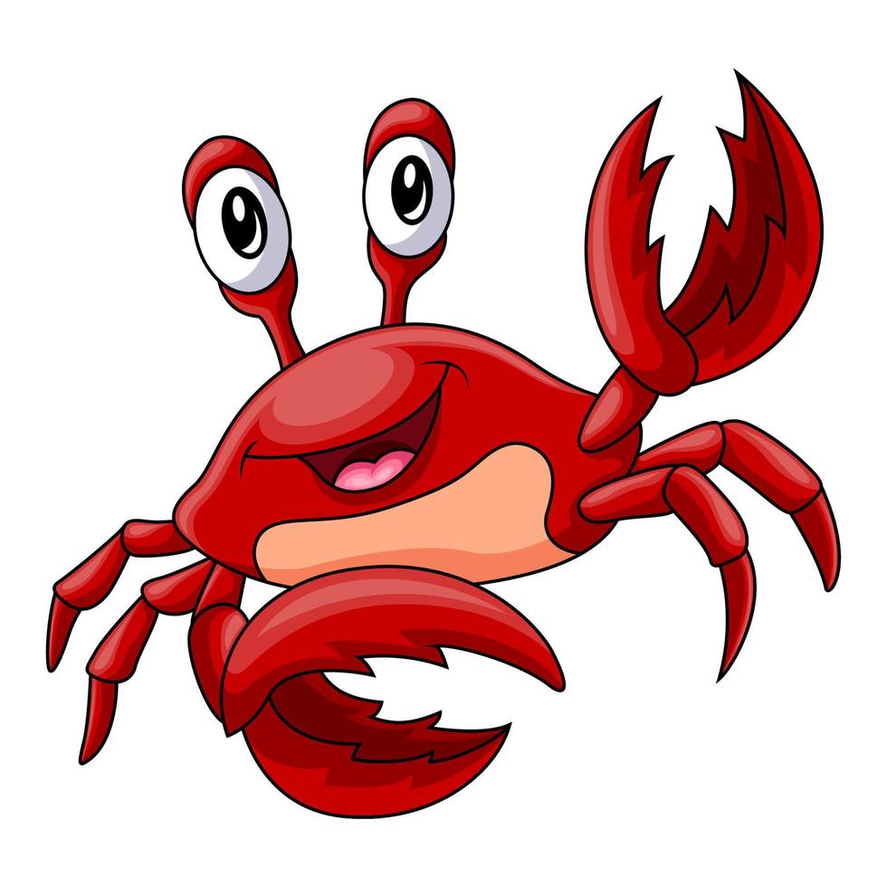 niedliches lustiges Krabben-Cartoon-Lächeln vektor