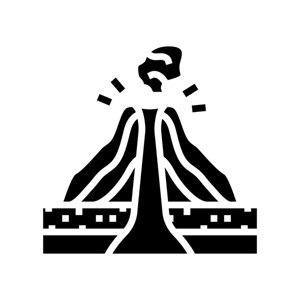 Asche Zapfen Lava Glyphe Symbol Vektor Illustration