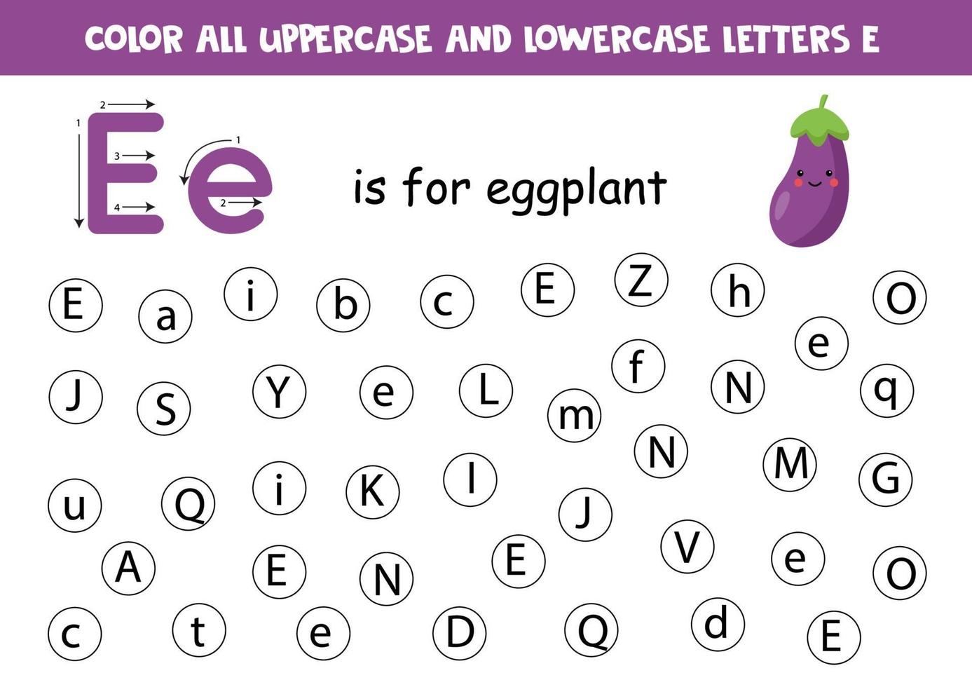 Alphabet Arbeitsblatt. finde alle Buchstaben ee. Punktbuchstaben. vektor