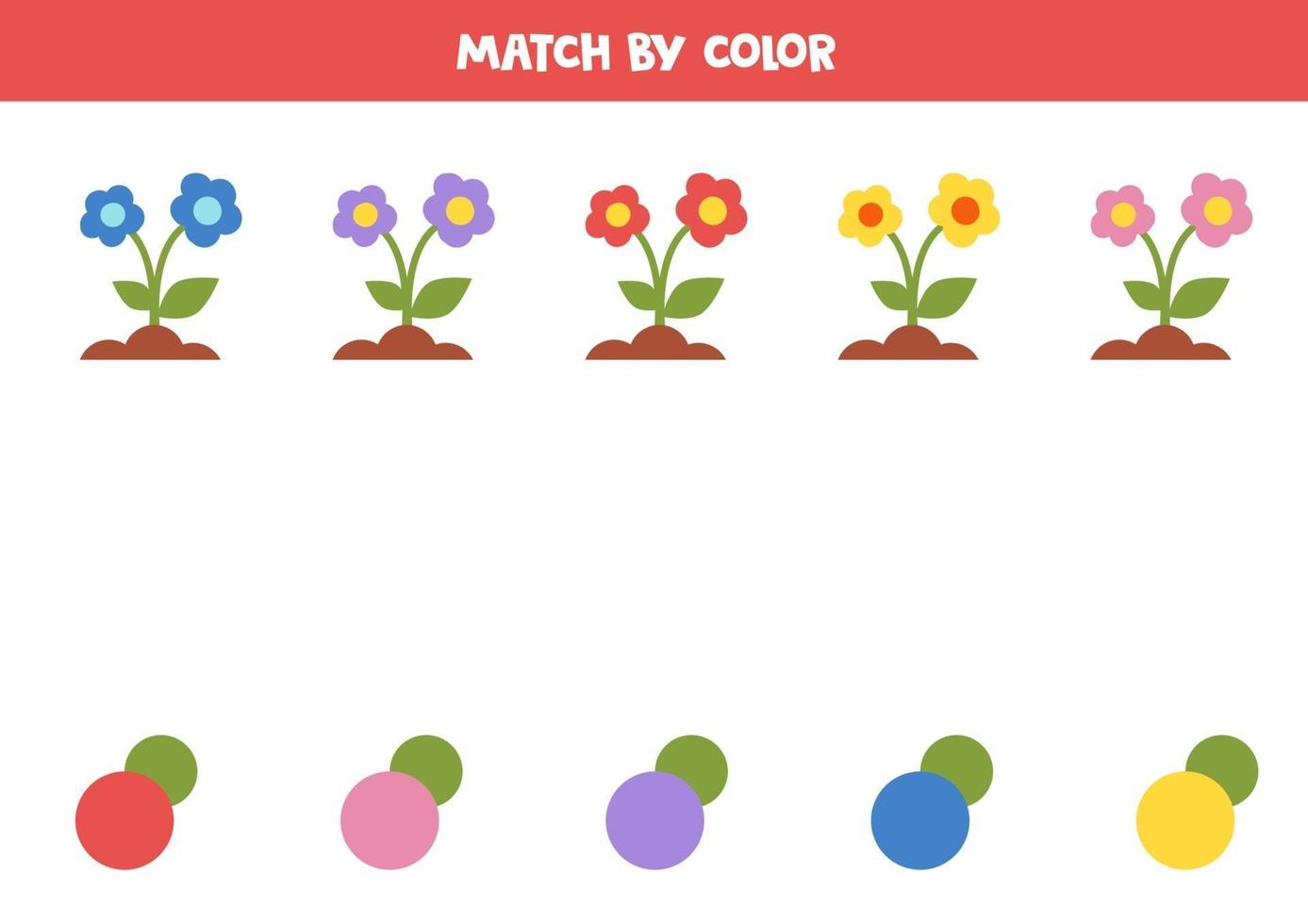 matcha blommor och färger. pedagogiskt logiskt spel. vektor