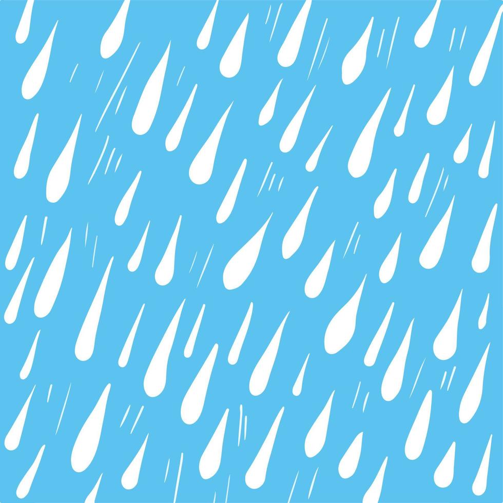 vit abstrakt tecknad serie regn droppar mönster vektor bakgrund isolerat på blå fyrkant mall tapet. enkel platt konst stil bakgrund för social media posta, scarf textil- eller papper skriva ut, och andra.