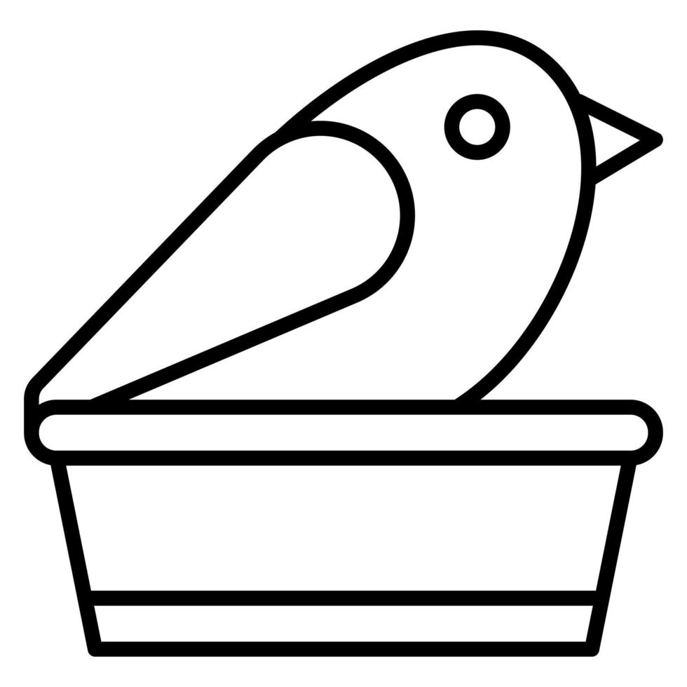 fågel på blomma pott vektor ikon