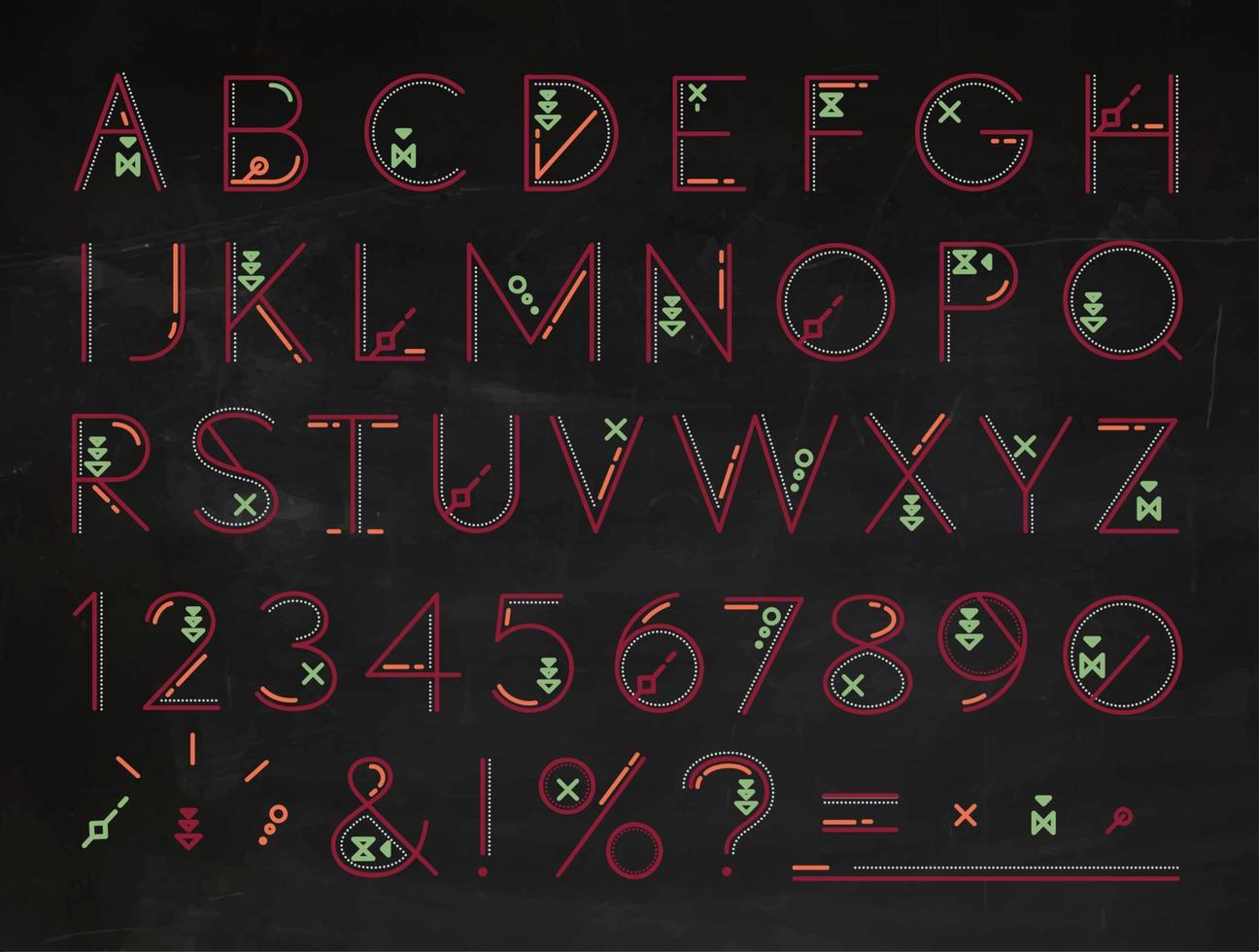 Schriftart von eben Linien das ganz Alphabet mit rot Briefe vektor