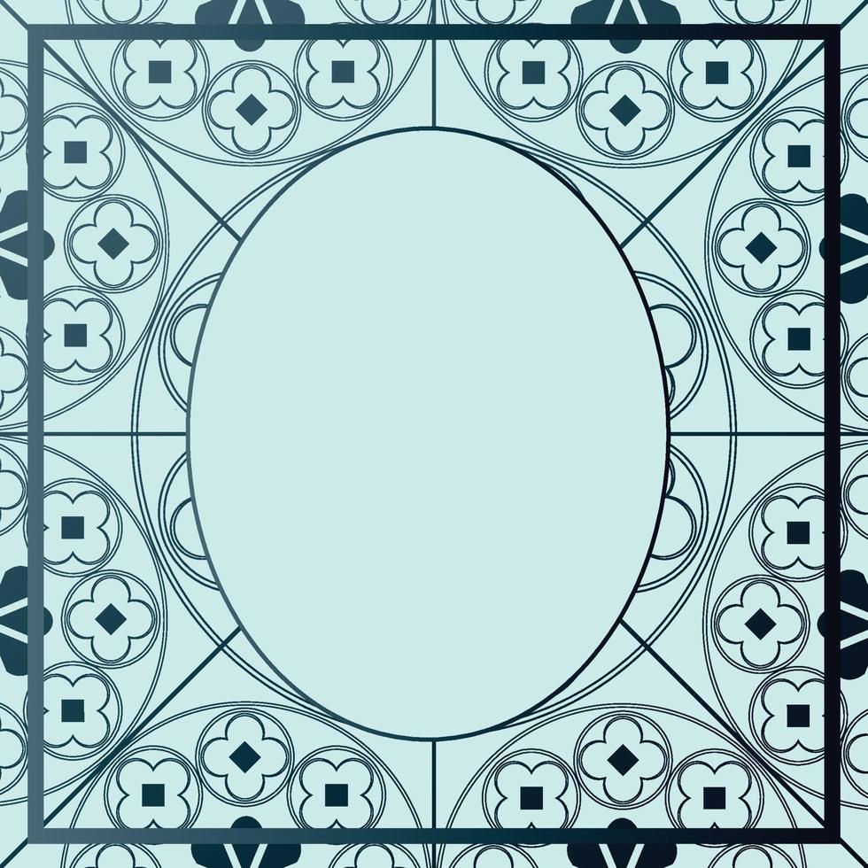 blommor medeltida mönster bakgrund mall ovala blå nyanser vektor