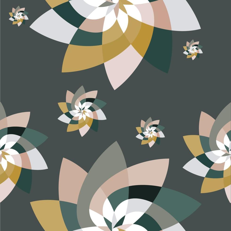 grafisk blomma scatter mönster bakgrund grönt guld vektor