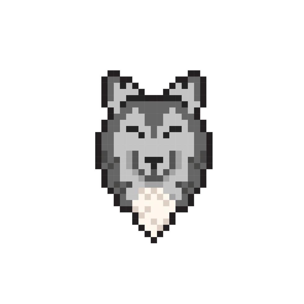 Wolf Kopf im Pixel Kunst Stil vektor