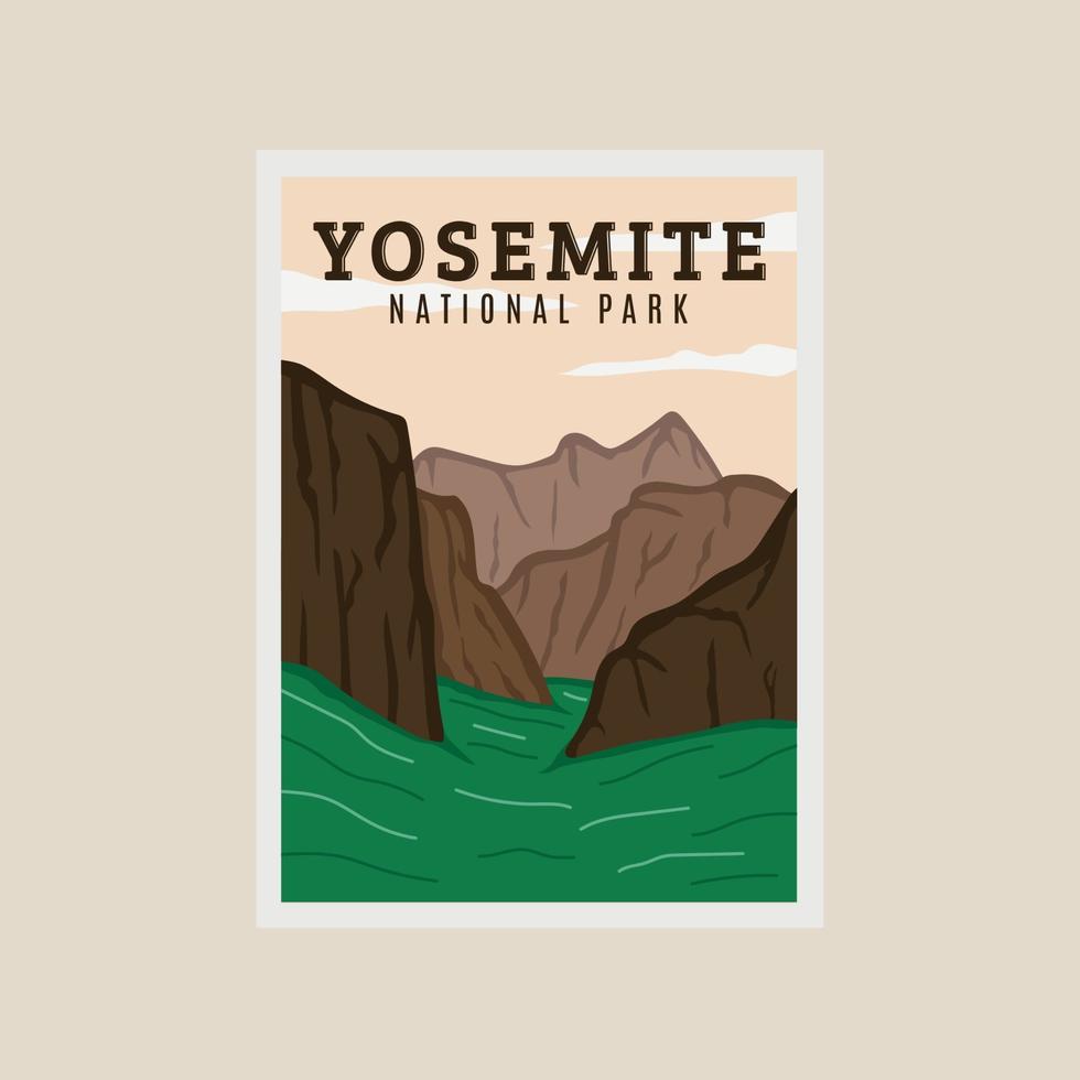 Yosemit National Park drucken Poster Jahrgang Vektor Symbol Illustration Design