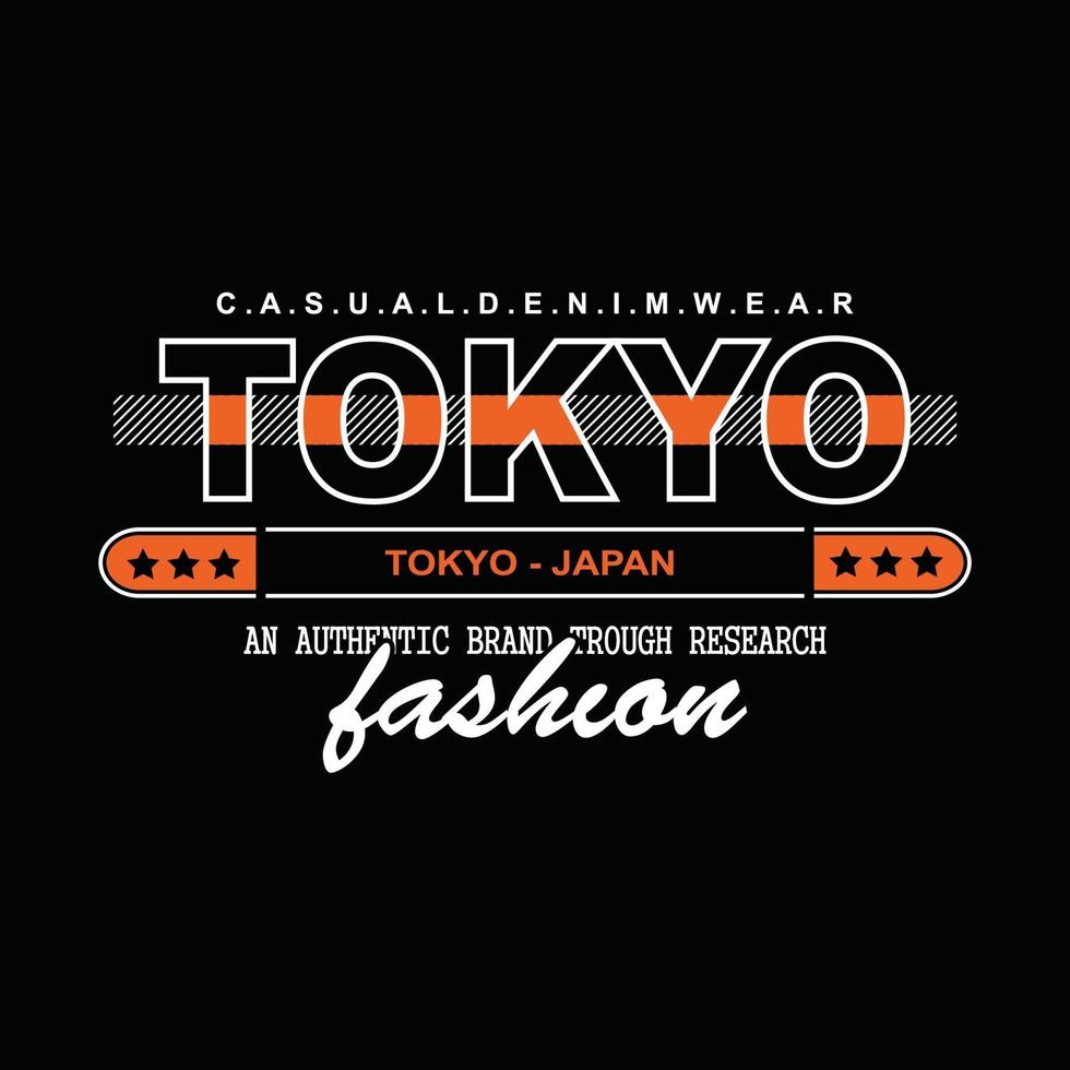 Japan Tokio Denim Typografie T-Shirt Design vektor