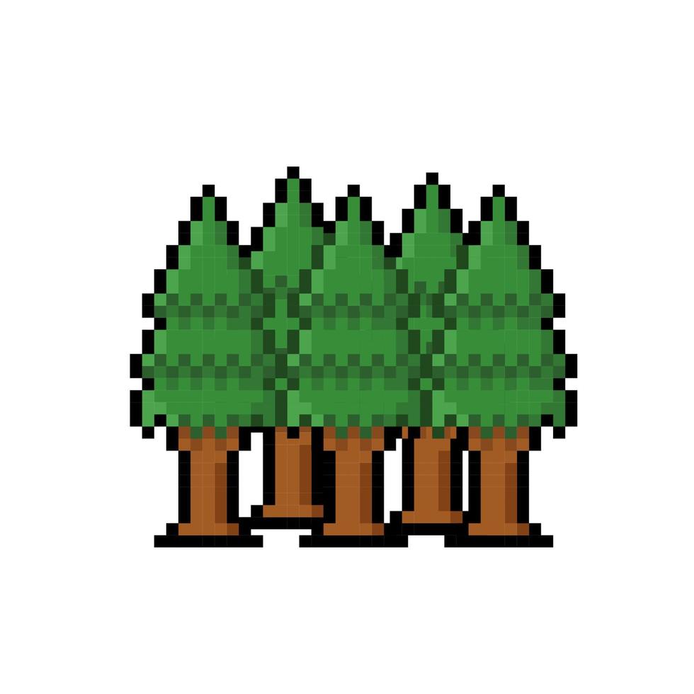 gran skog i pixel konst stil vektor