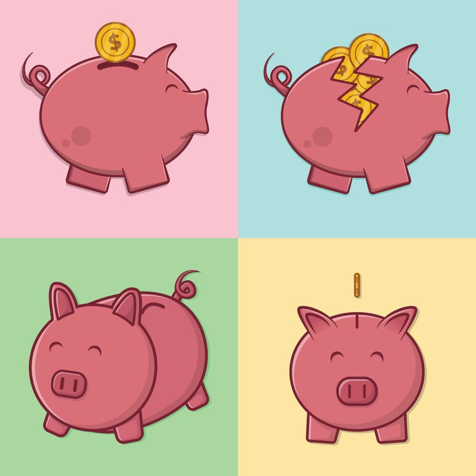 Schweinchen Bank speichern Geld Symbol konzeptionelle vektor