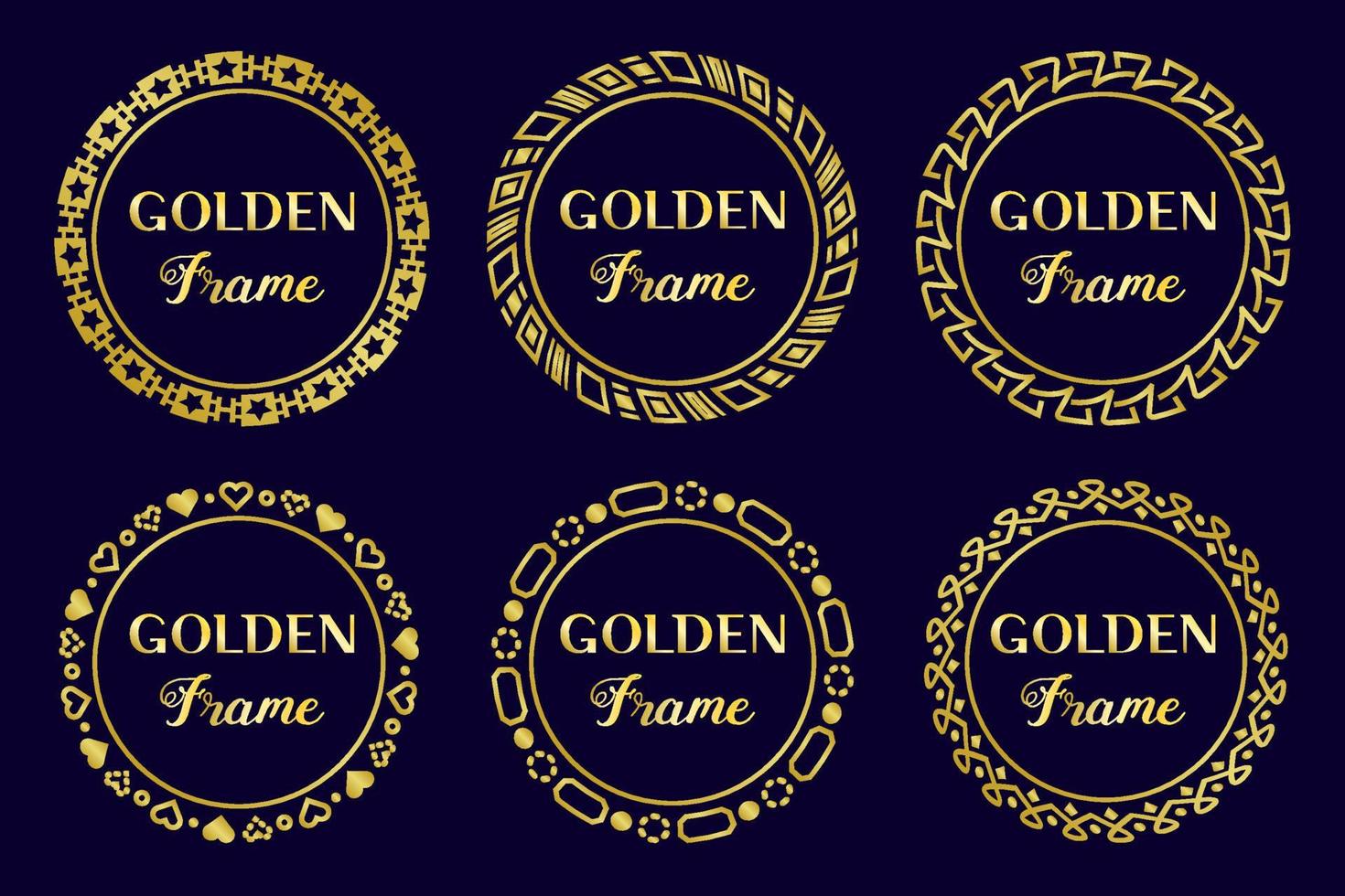 Kreis golden Rahmen Satz. abstrakt Jahrgang, königlich gerundet Frames Sammlung. elegant, Luxus Gold geometrisch Kreis Grenzen. vektor