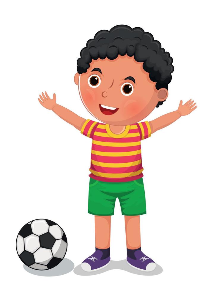 Junge mit ein Ball Vektor Illustration