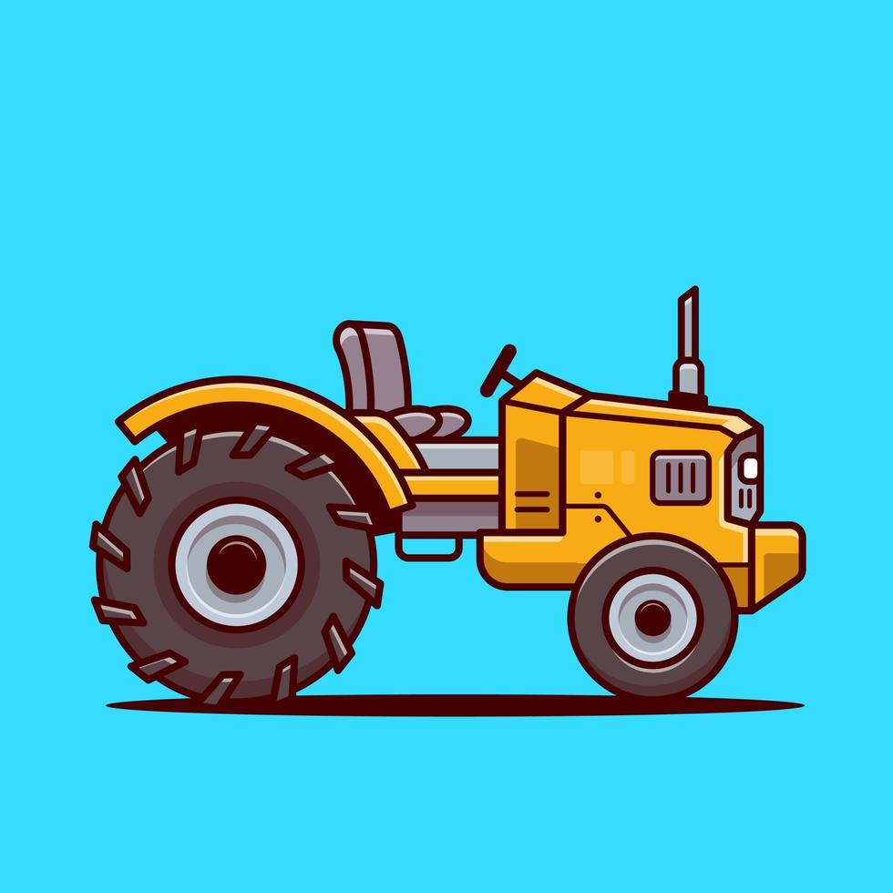 Traktor Bauernhof Karikatur Vektor Symbol Illustration. Bauernhof Transport Symbol Konzept isoliert Prämie Vektor. eben Karikatur Stil