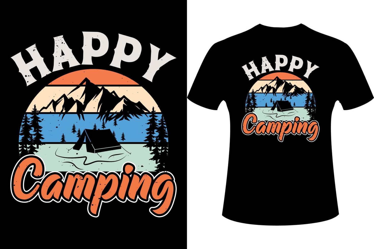 Lycklig camping textur typografi citat t skjorta vektor illustration design