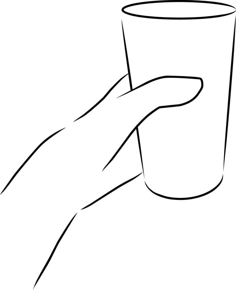 Hand halten ein Glas, Vektor. Hand gezeichnet skizzieren. vektor