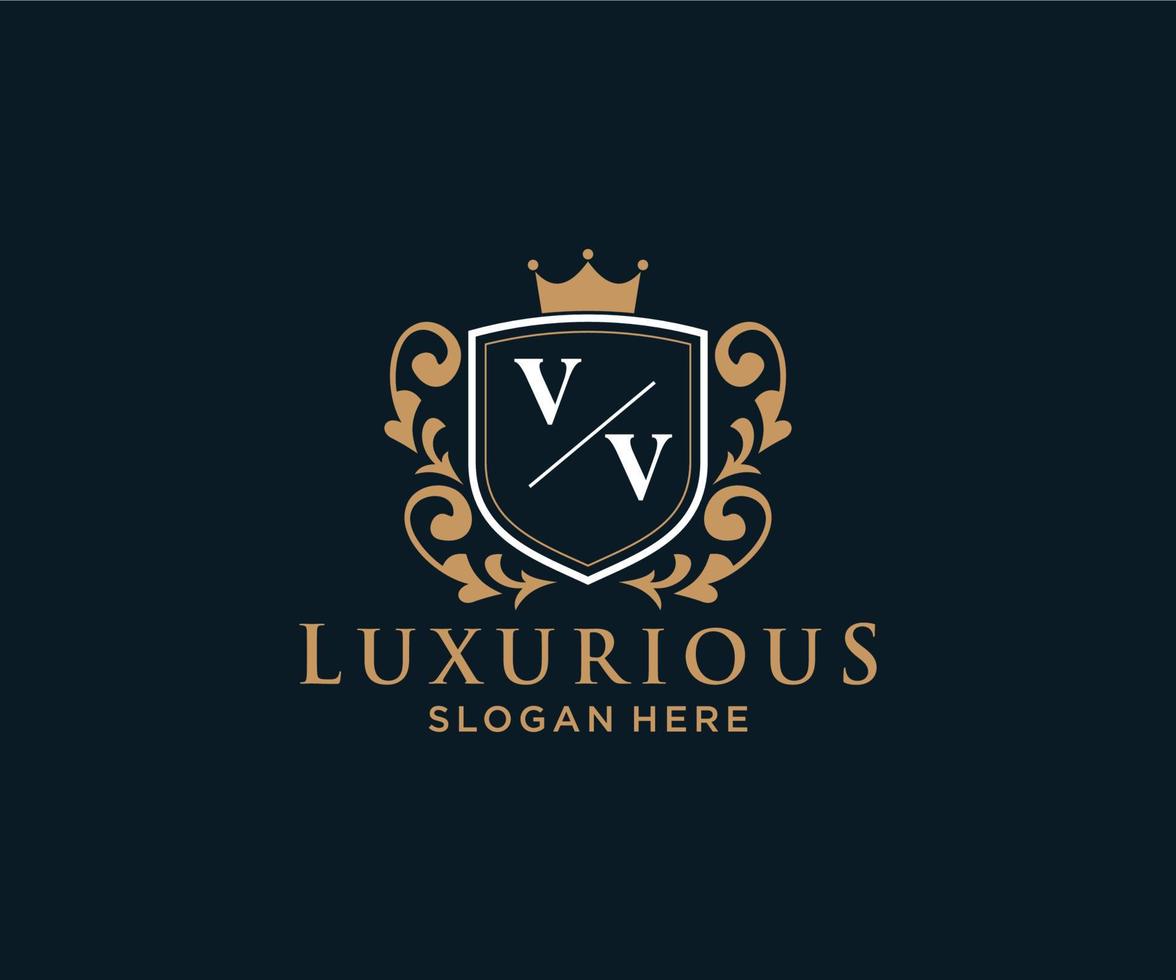 Anfangs-vv-Buchstabe Royal Luxury Logo-Vorlage in Vektorgrafiken für Restaurant, Lizenzgebühren, Boutique, Café, Hotel, heraldisch, Schmuck, Mode und andere Vektorillustrationen. vektor